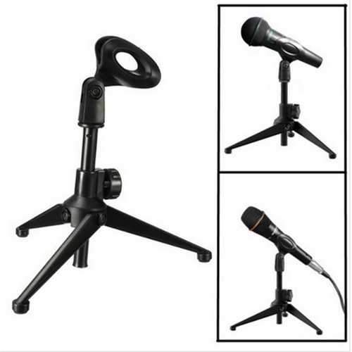 Desktop Table Adjustable Metal Tripod Microphone Mic Stand Holder With Clip