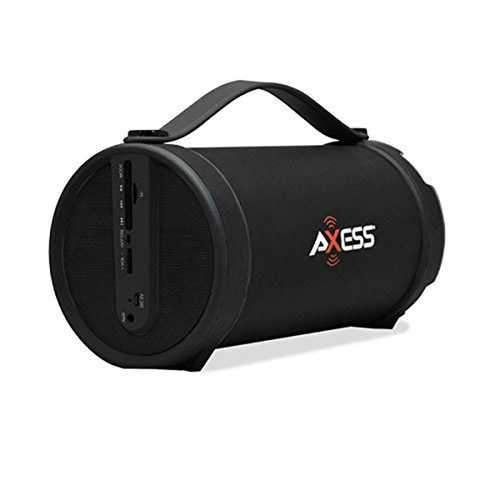 Axess Black Portable Bluetooth IndoorOutdoor 2.1 HiFi Cylinder Loud Speaker with BuiltIn 4 Inch Sub