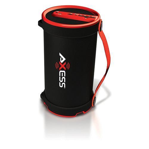 Axess Red Portable Bluetooth IndoorOutdoor 2.1 HiFi Cylinder Loud Speaker with BuiltIn 4 Inch Sub