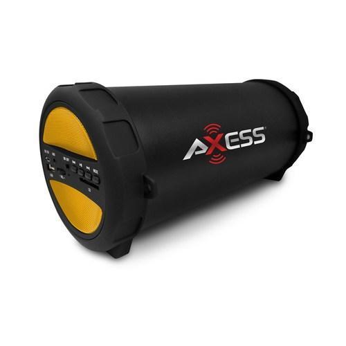 Axess Thunder Sonic Bluetooth Cylinder Loud Speaker SD Card USB Aux Inputs Yellow